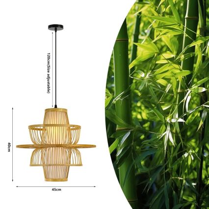 Kattokruunu johdossa PINCHOS 1xE27/40W/230V halkaisija 45 cm bambu