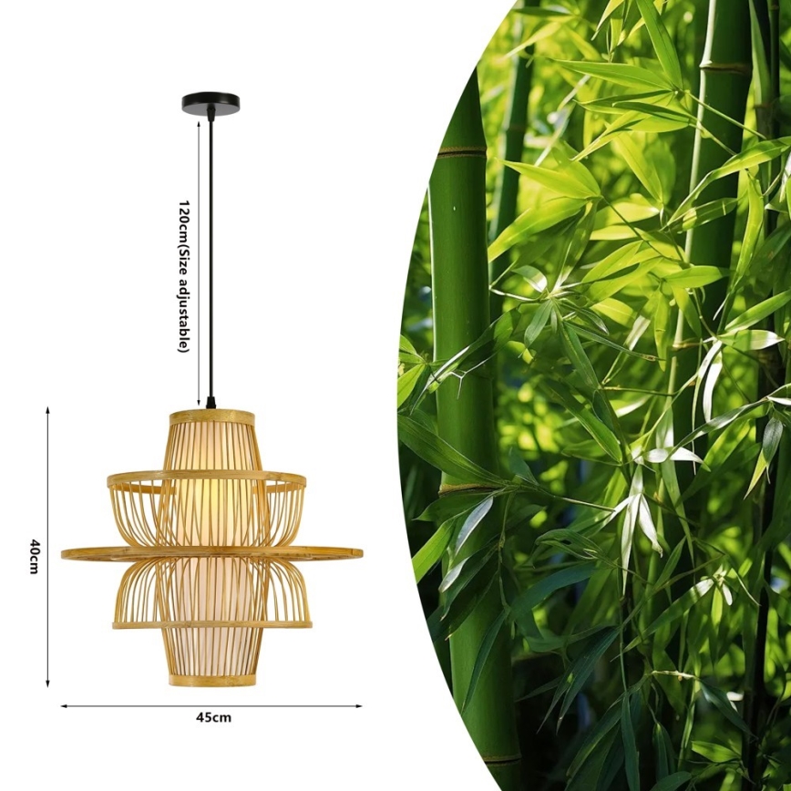 Kattokruunu johdossa PINCHOS 1xE27/40W/230V halkaisija 45 cm bambu