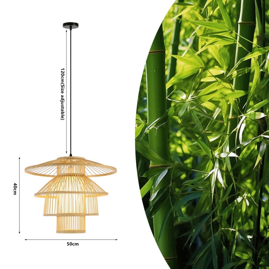 Kattokruunu johdossa PINCHOS 1xE27/40W/230V halkaisija 50 cm bambu