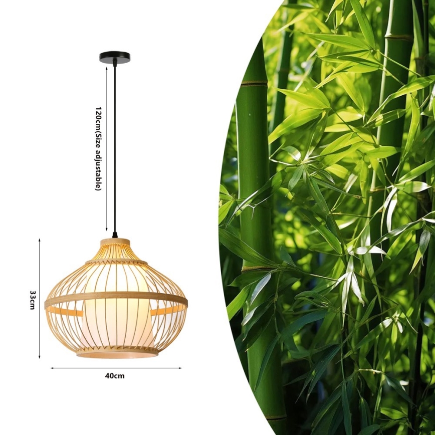 Kattokruunu johdossa PINCHOS 1xE27/40W/230V halkaisija 40 cm bambu
