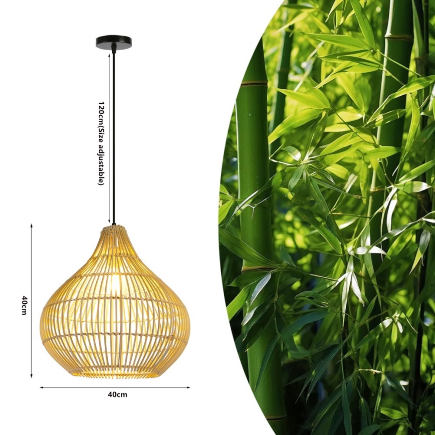 Kattokruunu johdossa PELO 1xE27/40W/230V halkaisija 40 cm rottinki