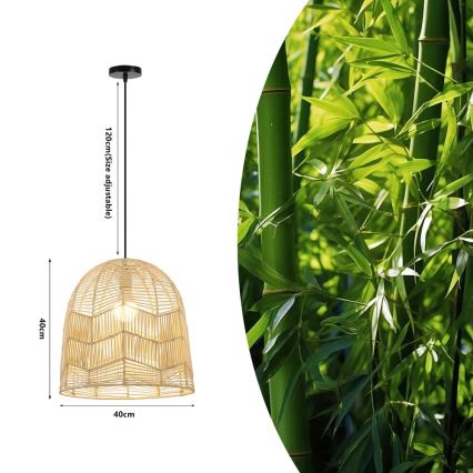 Kattokruunu johdossa PELO 1xE27/40W/230V halkaisija 40 cm rottinki