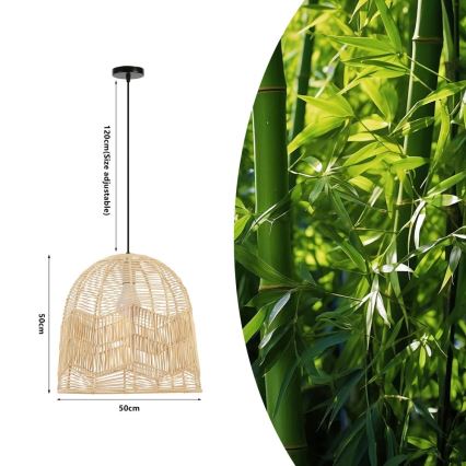 Kattokruunu johdossa PELO 1xE27/40W/230V halkaisija 50 cm rottinki