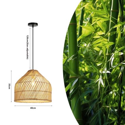 Kattokruunu johdossa PELO 1xE27/40W/230V halkaisija 40 cm rottinki