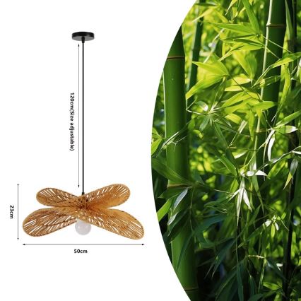 Kattokruunu johdossa MARIPOSA 1xE27/40W/230V halkaisija 50 cm juutti
