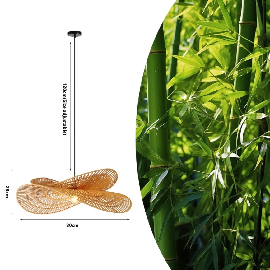Kattokruunu johdossa MARIPOSA 1xE27/40W/230V halkaisija 80 cm juutti
