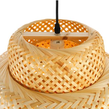 Kattokruunu johdossa HILO 1xE27/40W/230V halkaisija 38 cm bambu