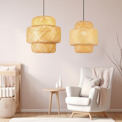 Kattokruunu johdossa HILO 1xE27/40W/230V halkaisija 47 cm bambu