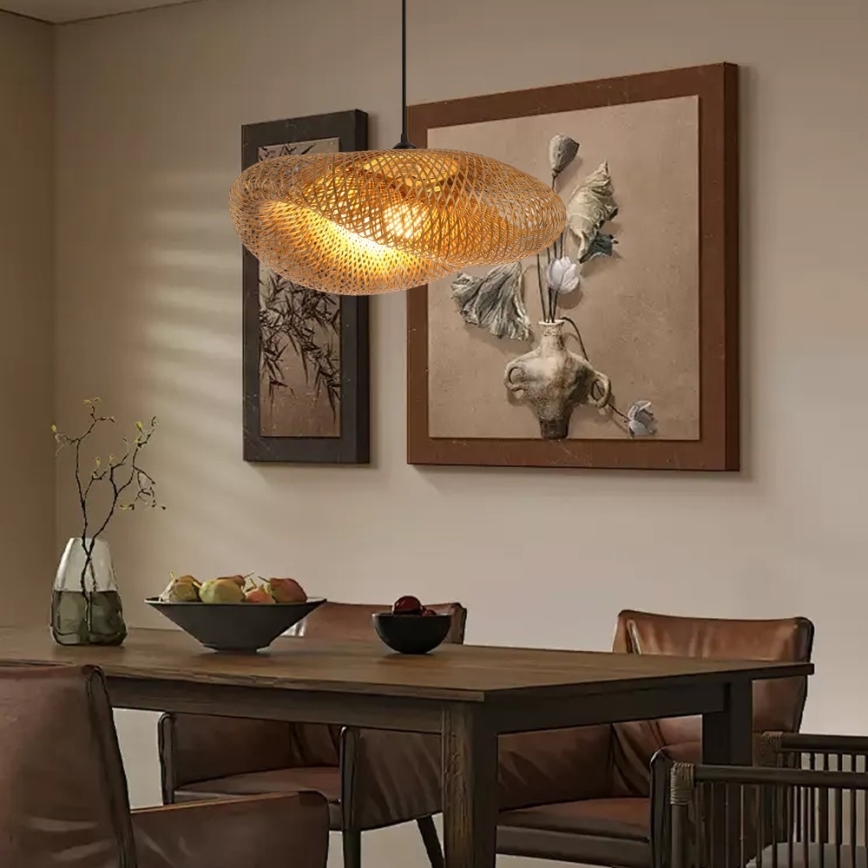 Kattokruunu johdossa HILO 1xE27/40W/230V halkaisija 60 cm bambu