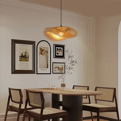 Kattokruunu johdossa HILO 1xE27/40W/230V halkaisija 60 cm bambu