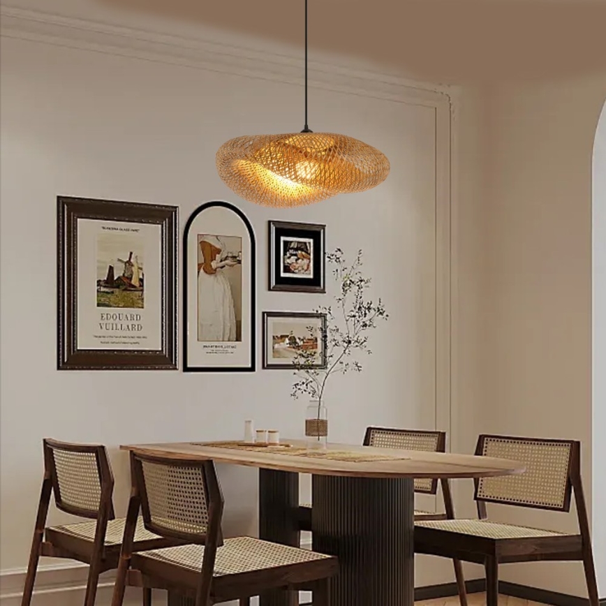 Kattokruunu johdossa HILO 1xE27/40W/230V halkaisija 60 cm bambu