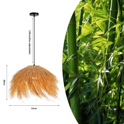 Kattokruunu johdossa NATURALEZA 1xE27/40W/230V halkaisija 55 cm rottinki