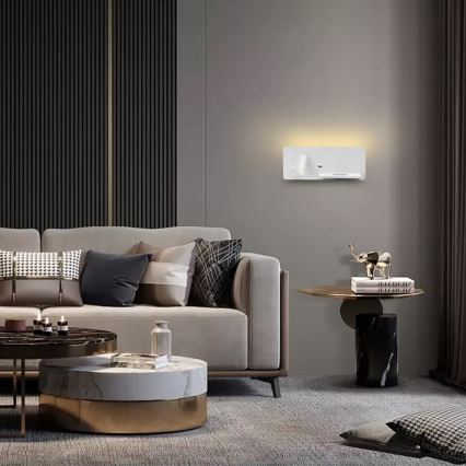 Immax 08285L - LED Seinävalaisin hyllyllä, USB-portilla ja langattomalla latauksella Be PREPARE LED/3W/230V + LED/3W valkoinen