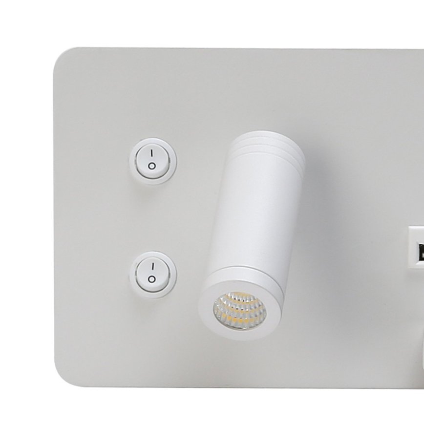 Immax 08285L - LED Seinävalaisin hyllyllä, USB-portilla ja langattomalla latauksella Be PREPARE LED/3W/230V + LED/3W valkoinen