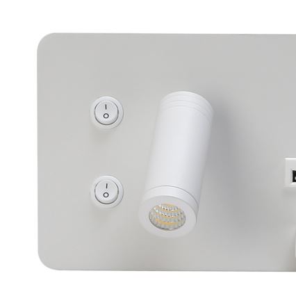 Immax 08285L - LED-seinävalaisin hyllyllä, USB-portilla ja langattomalla latauksella Be PREPARE LED/3W/230V + LED/3W valkoinen