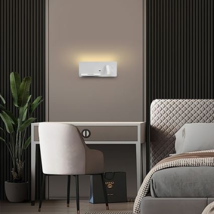 Immax 08286L - LED Seinävalaisin hyllyllä, USB-portilla ja langattomalla latauksella Be PREPARE LED/3W/230V + LED/3W valkoinen