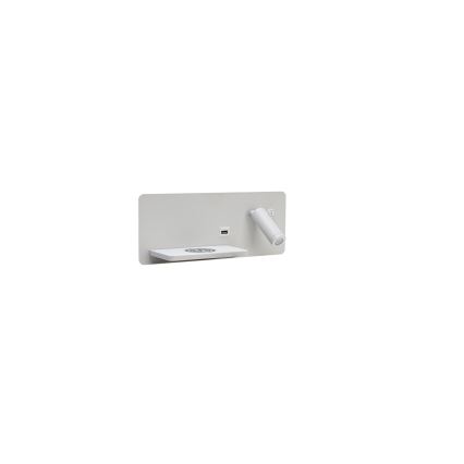 Immax 08286L - LED Seinävalaisin hyllyllä, USB-portilla ja langattomalla latauksella Be PREPARE LED/3W/230V + LED/3W valkoinen