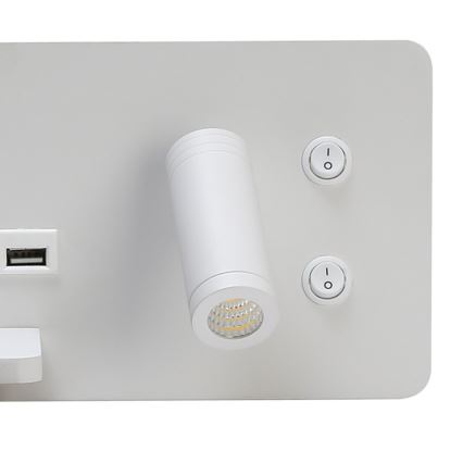 Immax 08286L - LED Seinävalaisin hyllyllä, USB-portilla ja langattomalla latauksella Be PREPARE LED/3W/230V + LED/3W valkoinen