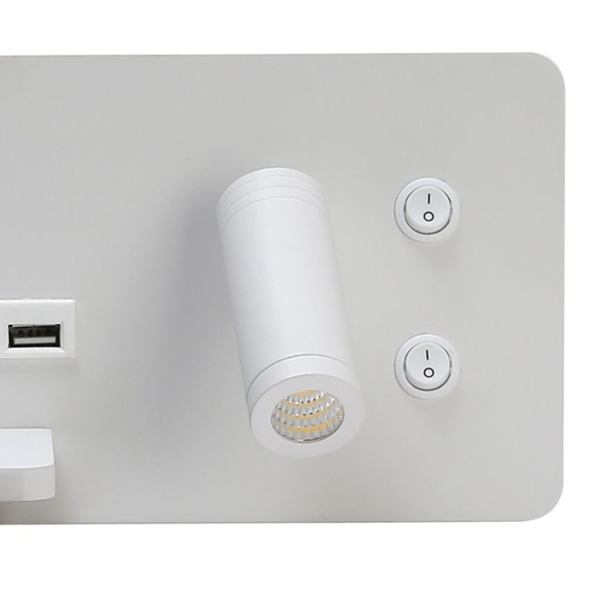 Immax 08286L - LED Seinävalaisin hyllyllä, USB-portilla ja langattomalla latauksella Be PREPARE LED/3W/230V + LED/3W valkoinen
