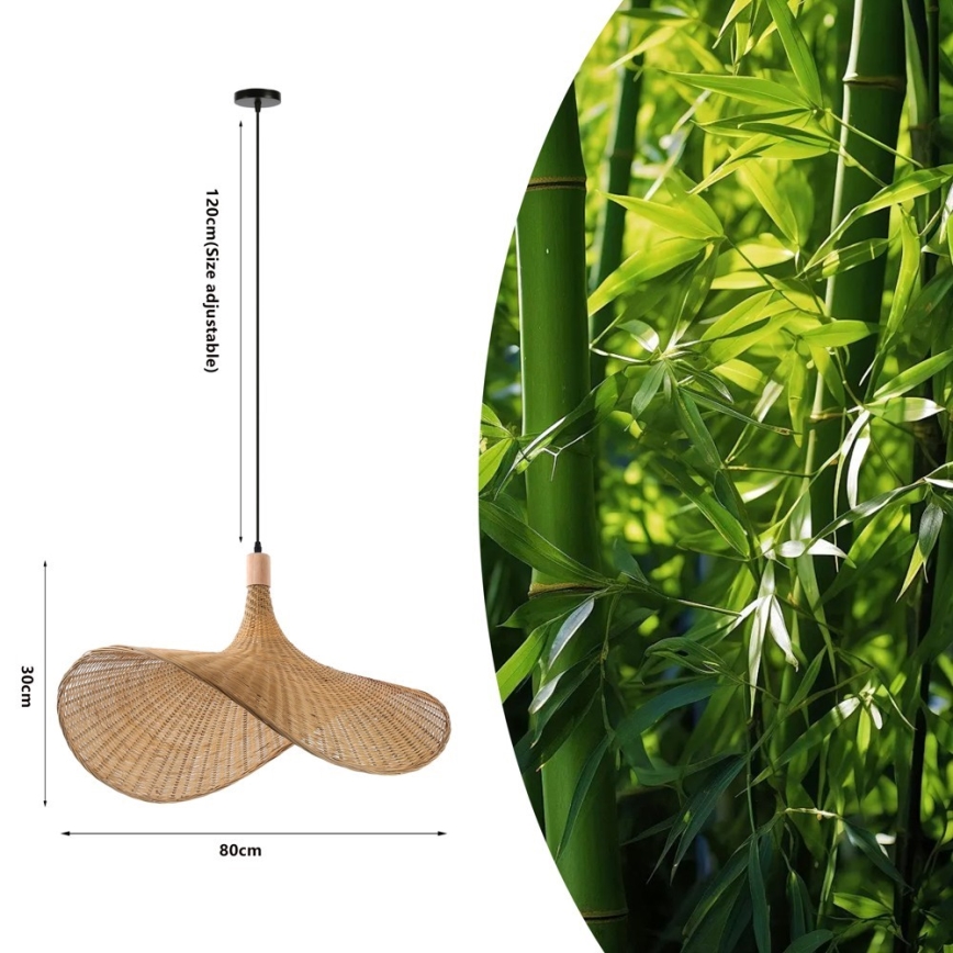 Immax 08290L - Kattokruunu johdossa SOMBRERO 1xE27/40W/230V halkaisija 80 cm rottinki