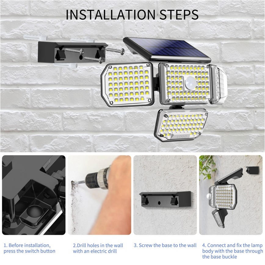 LED aurinkokenno seinävalaisin anturilla LED/5W/5,5V IP65