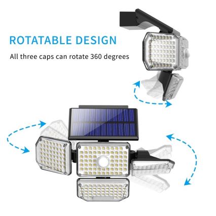 LED aurinkokenno seinävalaisin anturilla LED/5W/5,5V IP65