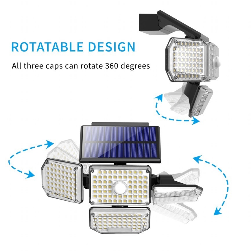 LED aurinkokenno seinävalaisin anturilla LED/5W/5,5V IP65