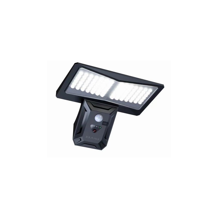 LED-seinäaurinkovalaisin anturilla LED/2,6W/5,5V IP65 musta
