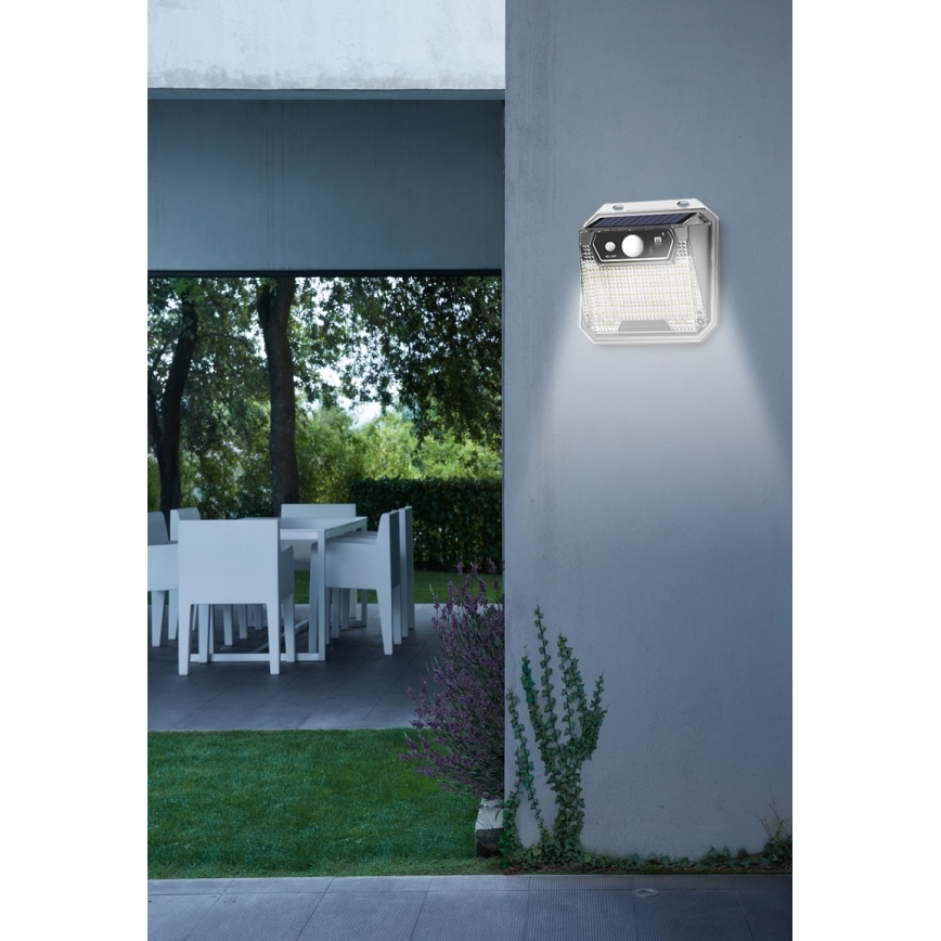 LED aurinkokenno seinävalaisin anturilla LED/3W/5,5V IP65
