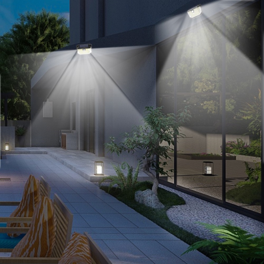 LED aurinkokenno seinävalaisin anturilla LED/4W/5,5V IP65