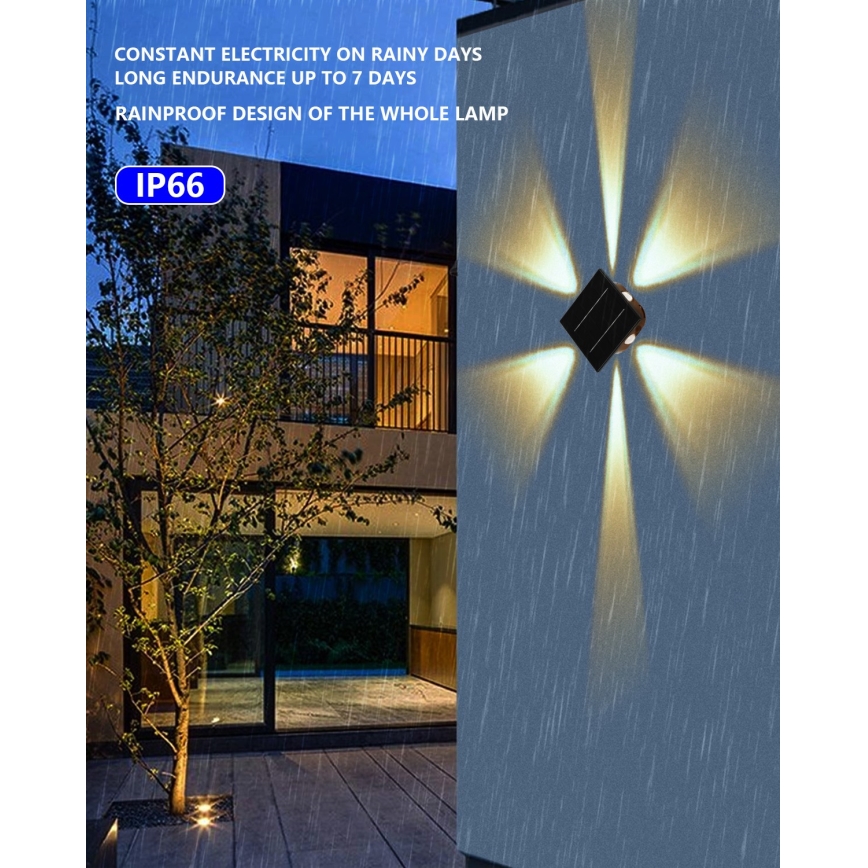 LED aurinkokenno seinävalaisin anturilla LED/2W/5V IP54