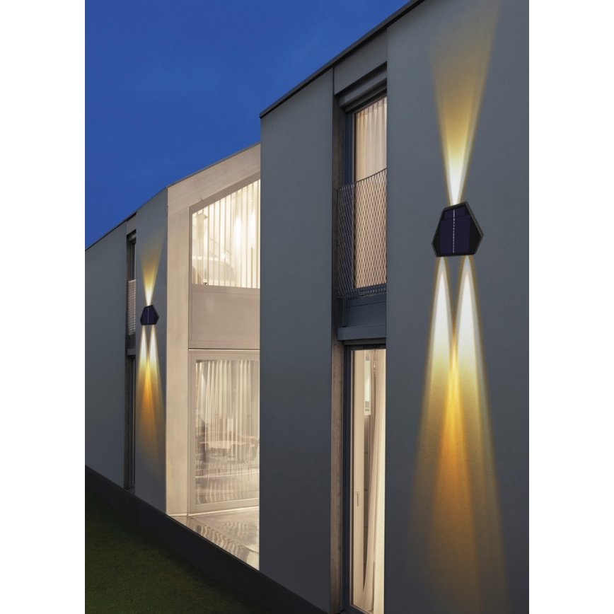 LED aurinkokenno seinävalaisin anturilla LED/2W/5V IP54