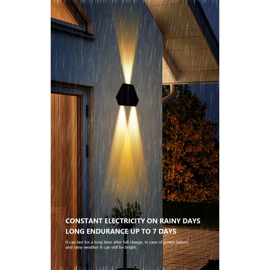 LED aurinkokenno seinävalaisin anturilla LED/2W/5V IP54