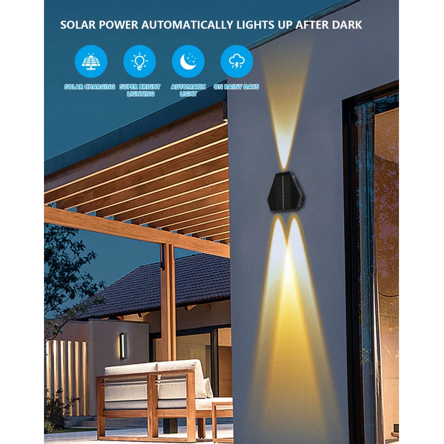 LED aurinkokenno seinävalaisin anturilla LED/2W/5V IP54