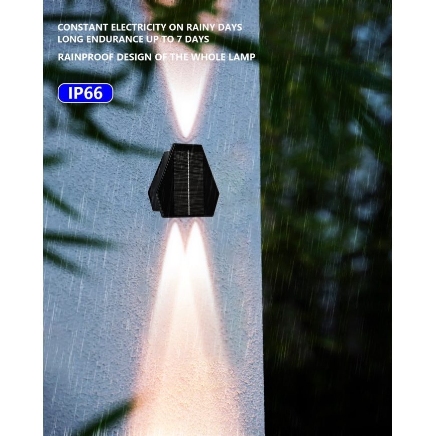 LED aurinkokenno seinävalaisin anturilla LED/2W/5V IP54