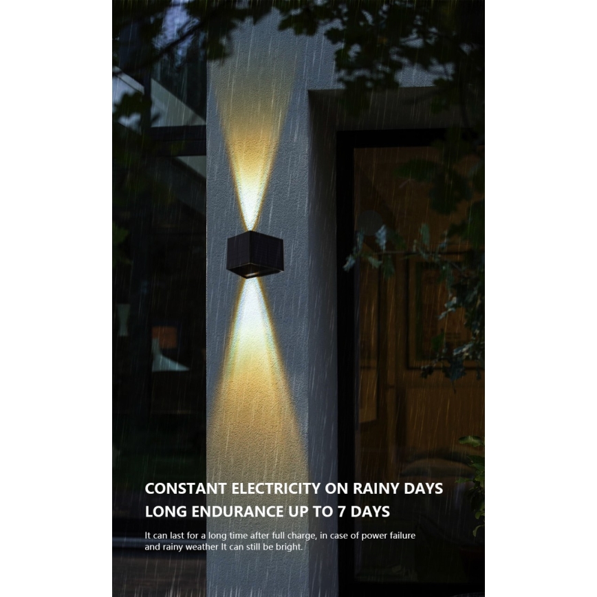 LED aurinkokenno seinävalaisin anturilla LED/2W/5V IP54