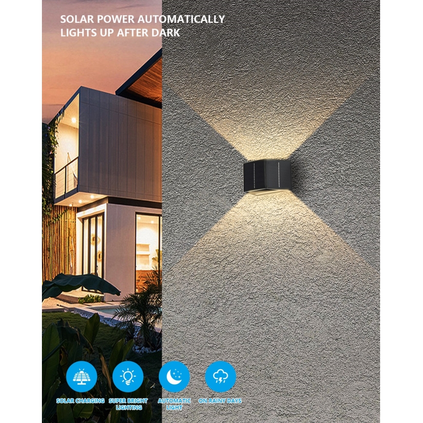 LED aurinkokenno seinävalaisin anturilla LED/2W/5V IP54