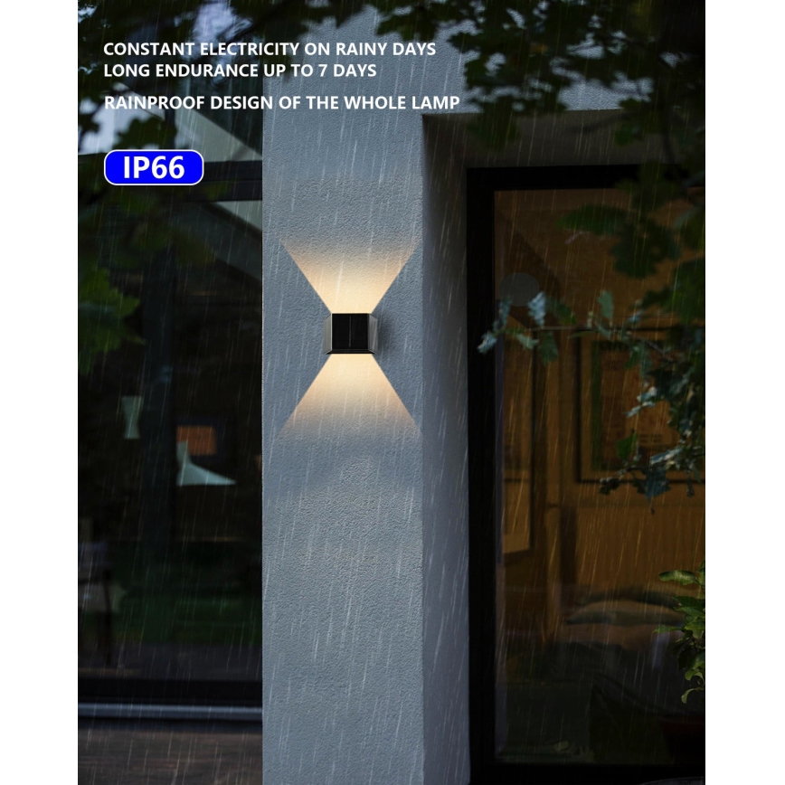 LED aurinkokenno seinävalaisin anturilla LED/2W/5V IP54