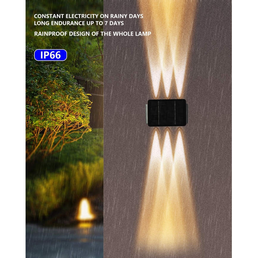 LED aurinkokenno seinävalaisin anturilla LED/2W/5V IP54
