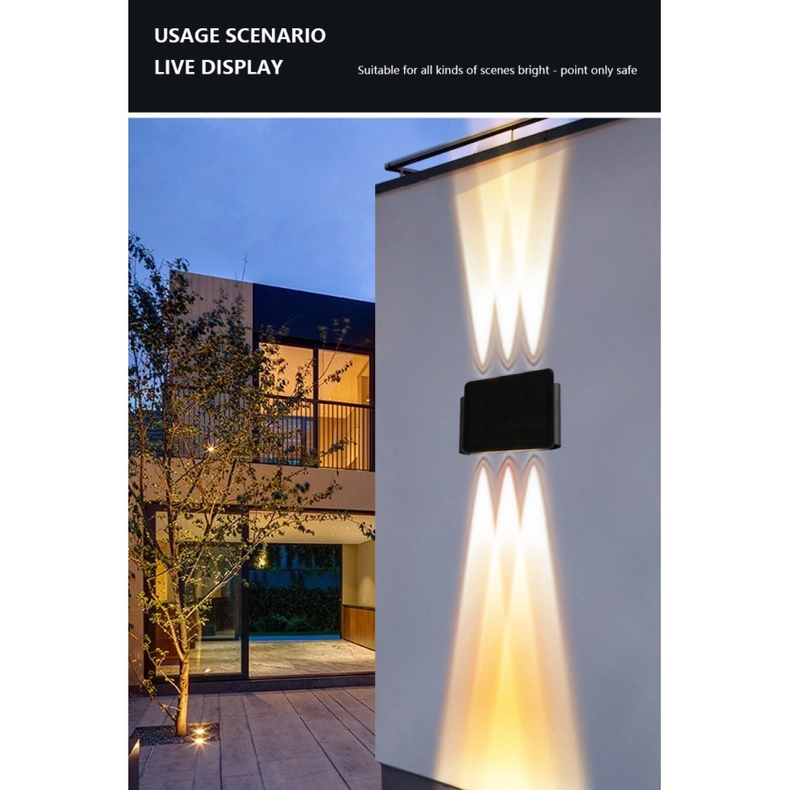 LED aurinkokenno seinävalaisin anturilla LED/2W/5V IP54