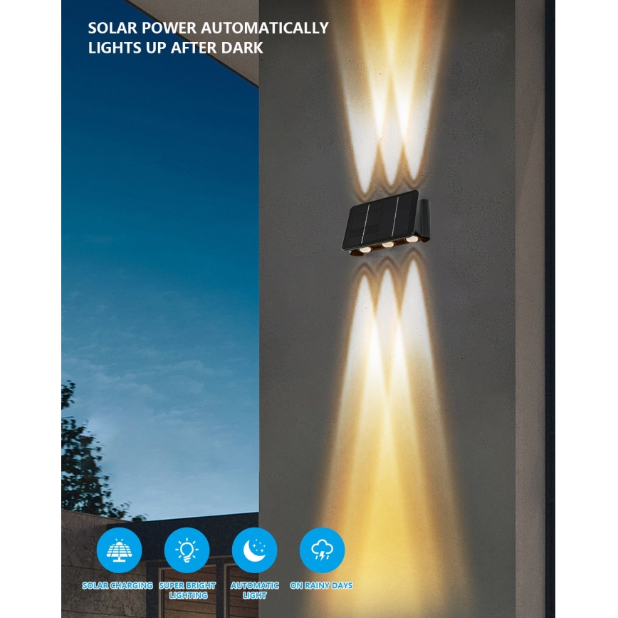 LED aurinkokenno seinävalo anturilla LED/2W/5V IP54