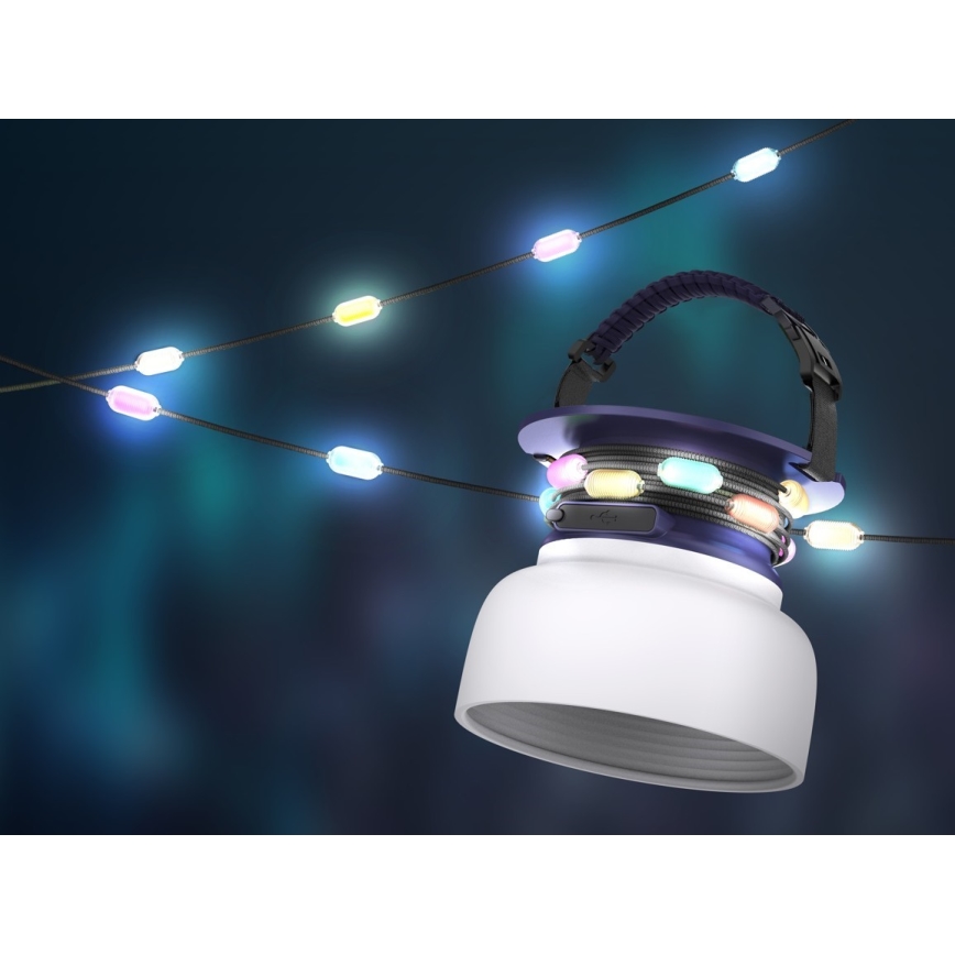 LED RGB Kannettava ladattava aurinkoenergialamppu LED ketjulla LED/10W/5V 3600 mAh IP65