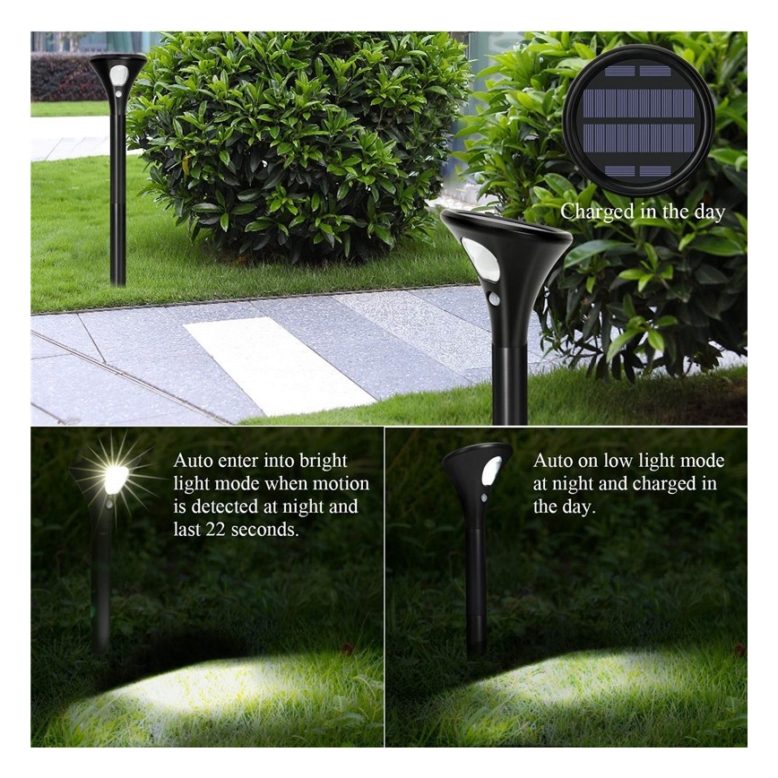 LED aurinkokennovalo sensorilla LED/1W/3,7V 6000K IP65 1500 mAh