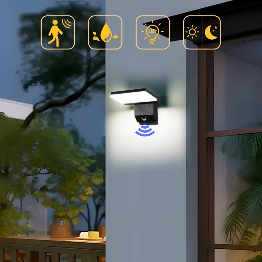 LED-ulkoseinävalaisin anturilla MODERN LED/18W/230V IP65