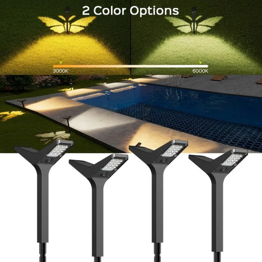 Aurinkokennolla toimiva LED-ulkovalaisin liiketunnistimella SUN BUTTERFLY LED/1,5W/3,7V 3000/6000K IP65 1500 mAh
