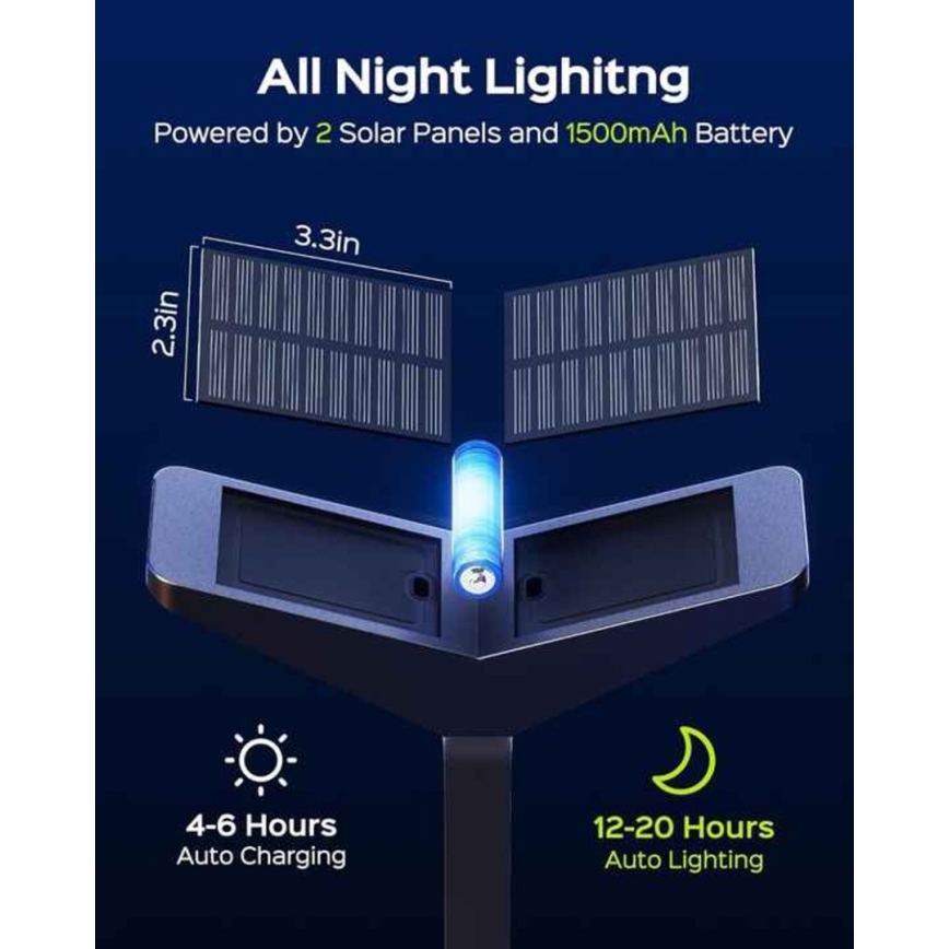 Aurinkokennolla toimiva LED-ulkovalaisin liiketunnistimella SUN BUTTERFLY LED/1,5W/3,7V 3000/6000K IP65 1500 mAh