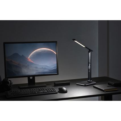 Himmennettävä LED-pöytävalaisin näytöllä LED/9W/230V/12V musta