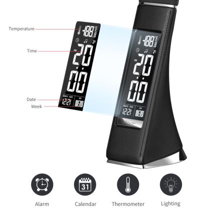 LED Himmennettävä pöytävalaisin näytöllä LEATHER LED/7W/230V musta