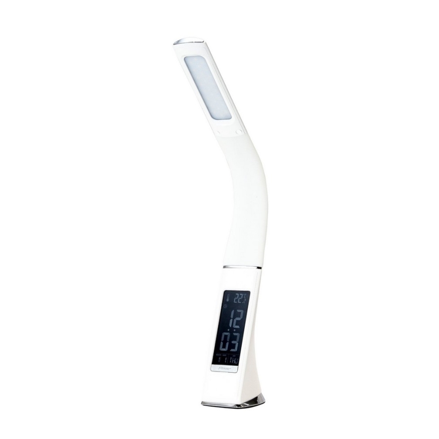 LED Himmennettävä pöytävalaisin näytöllä LEATHER LED/7W/230V valkoinen