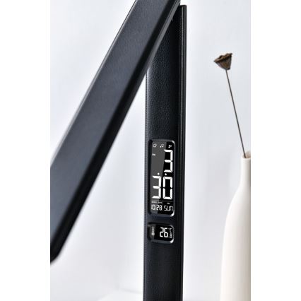 LED himmennettävä pöytävalaisin langattomalla QI-latauksella ja USB-liitännällä KINGFISHER LED/8,5W/230V musta